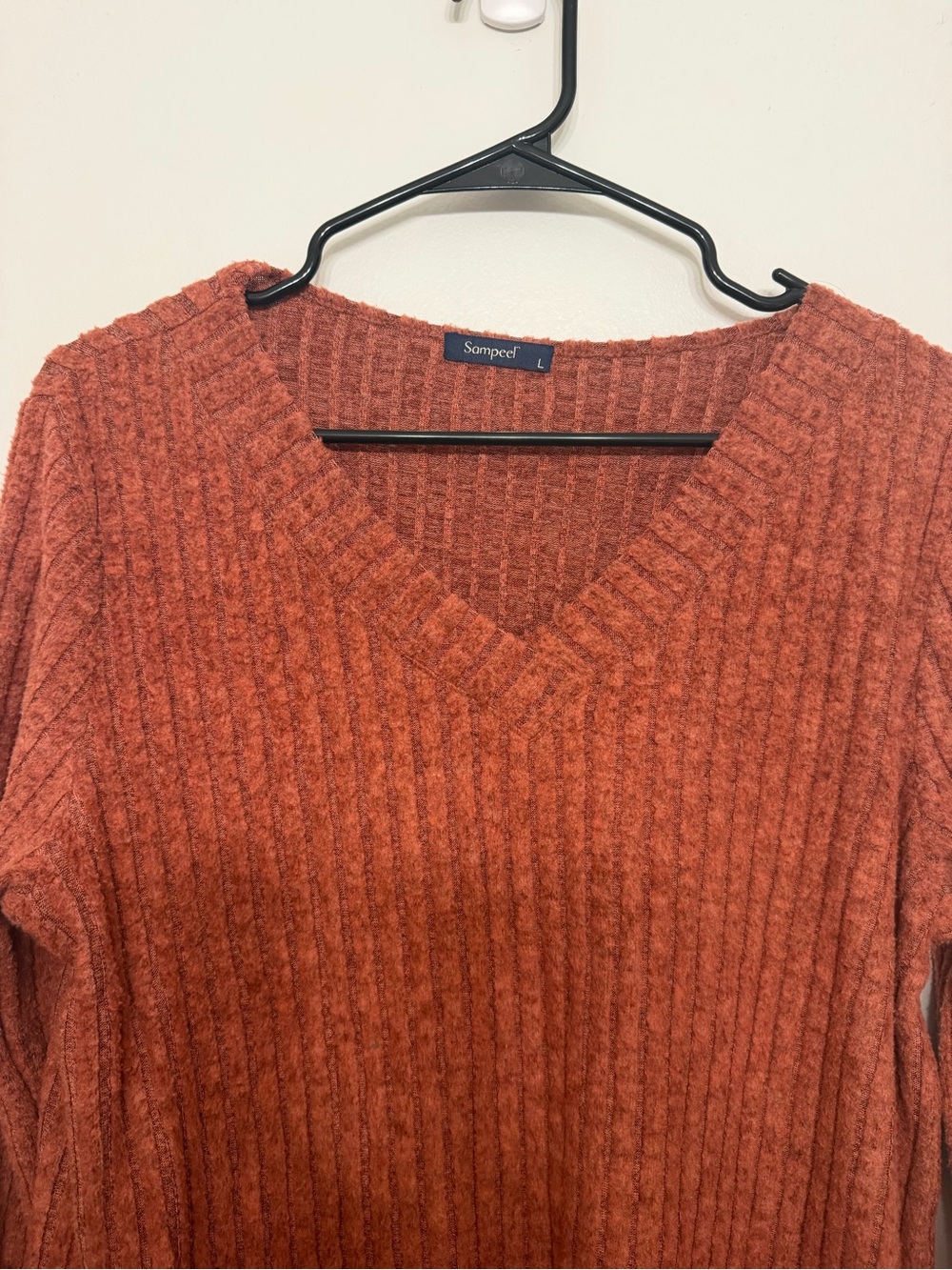 NWOT V-Neck Ribbed Sweater - Rust - Picture 2 of 3